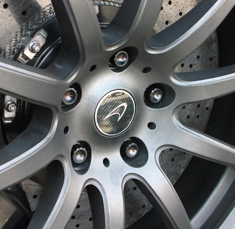 black Ti wheel bolts installed close up